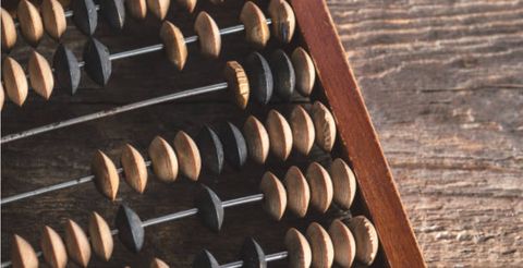 A wooden abacus